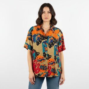 Rafaella: Floral - 100% Silk Blouse - Size Medium